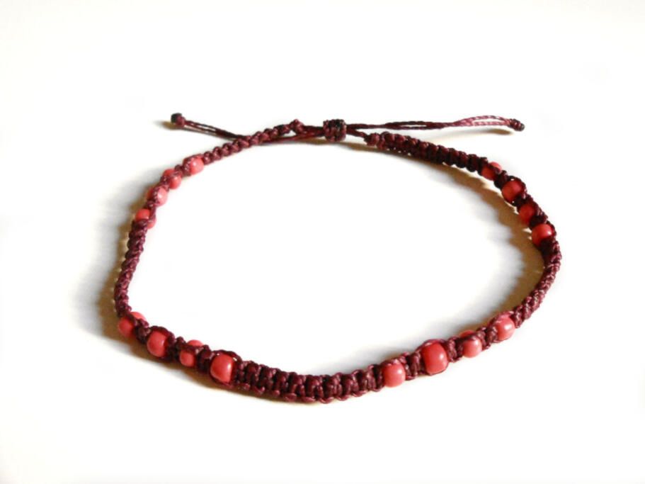 Pulsera de tobillo con cuentas de plástico hecha de hilo encerado para chico o chica