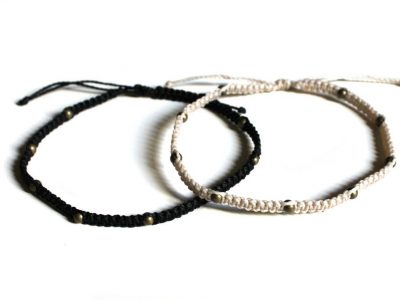 Tobilleras bohemias con cuentas de metal hechas a mano