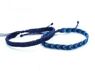 Compra pack de 2 pulseras de la amistad n tonos azules hechas de hilo encerado