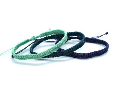 Pack de 3 pulseras de hilo encerado en tonos azules