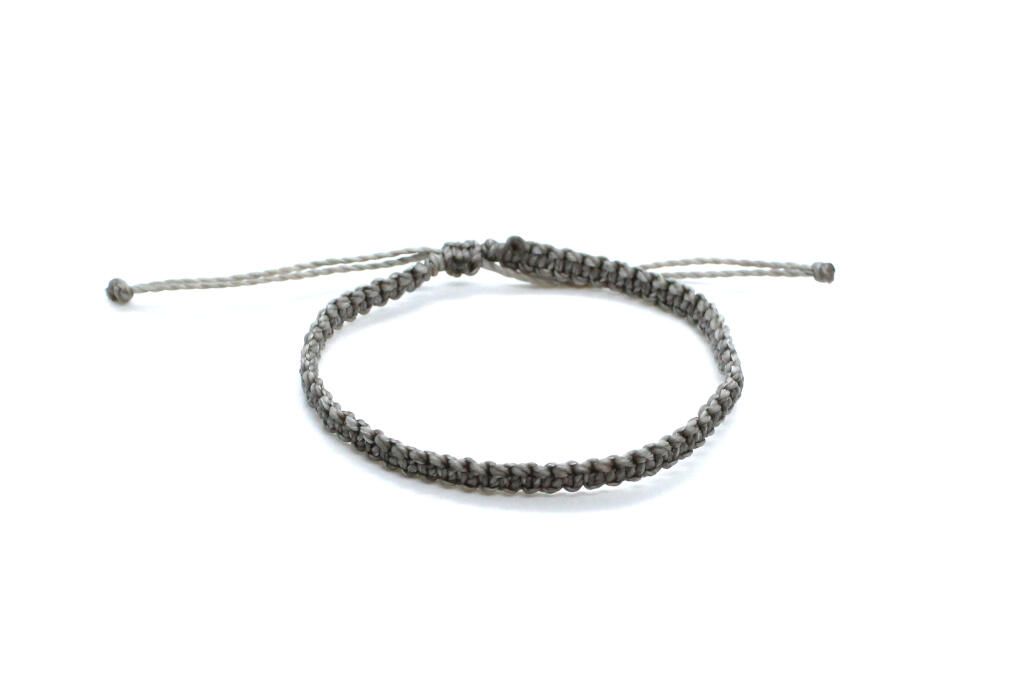 Pulsera gris de hilo encerado para hombre o mujer