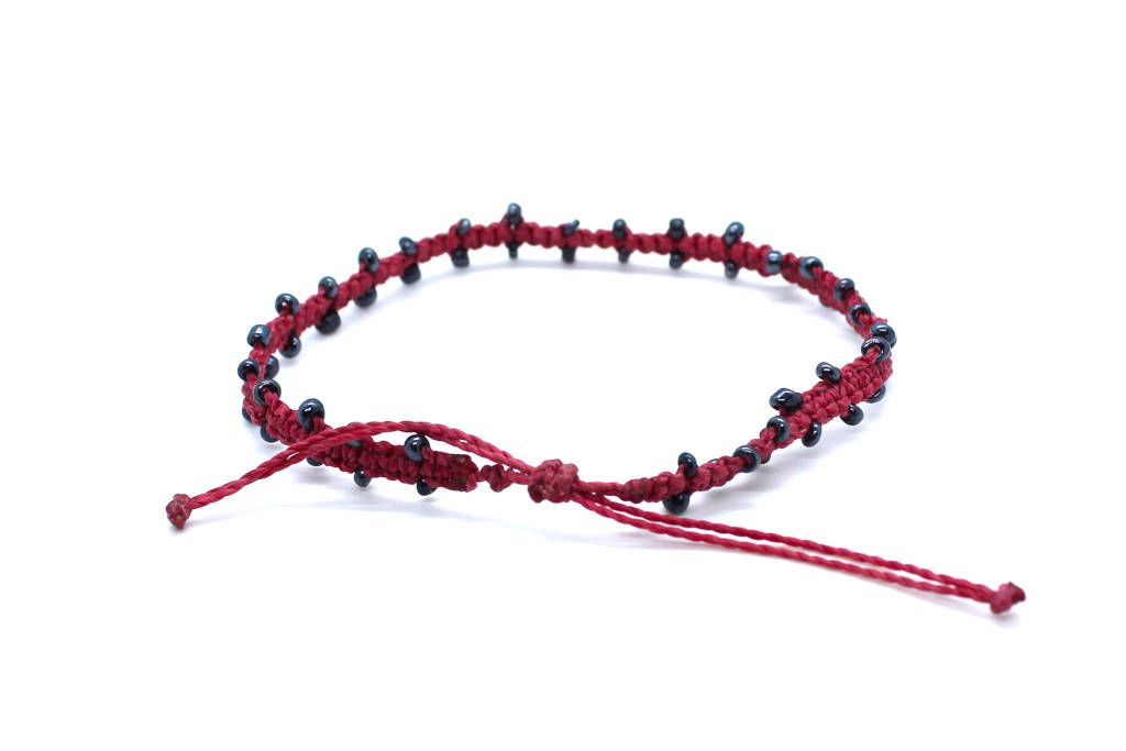 Pulsera de tobillo con cuentas ajustable con nudo corredizo