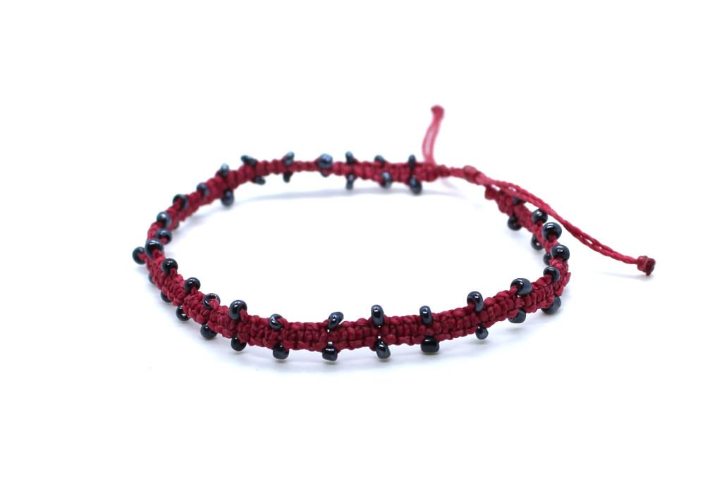 Pulsera de tobillo para mujer u hombre de hilo encerado hecha con nudos de macramé