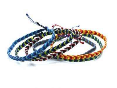 Tobilleras coloridas unisex de hilo encerado personalizadas con 3 colores a elegir