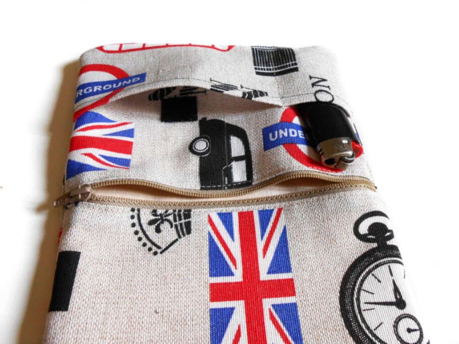 Estuche para tabaco de liar cigarrillod con estampado de taxis, cabinas, Big Ben de Londres