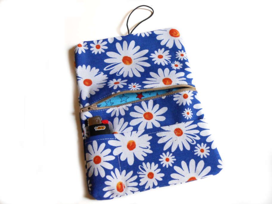 Funda para tabaco de liar con cremallera y bolsillos para tabaco de liar, mechero, papel y filtros