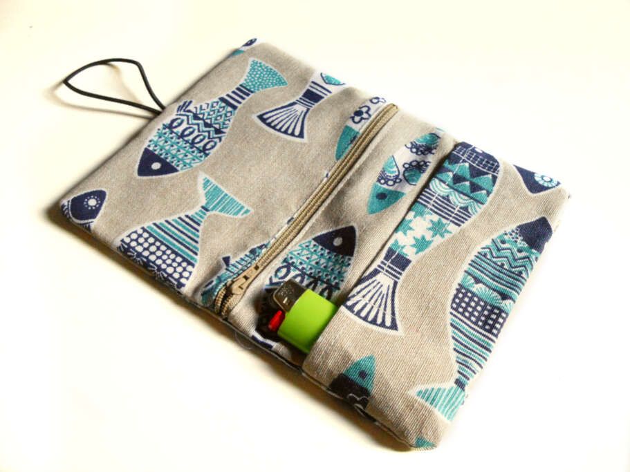 Funda tabaco de liar tela loneta con cremallera