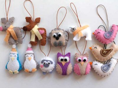 adornos árbol de navidad infantiles animales de fieltro