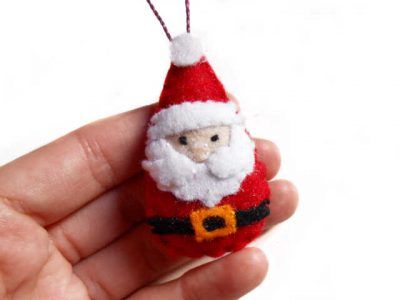 mini adorno árbol de navidad papá noel de fieltro
