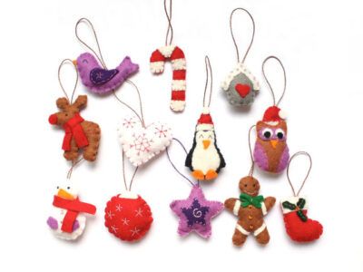 pack de 12 adornos navideños divertidos de fieltro