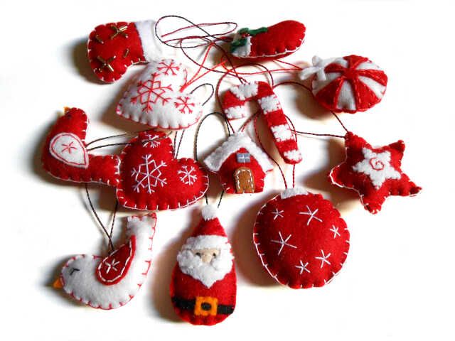mini adornos infantiles de fieltro para árbol de navidad