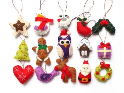 pack de 15 adornos navideños para niños de fieltro
