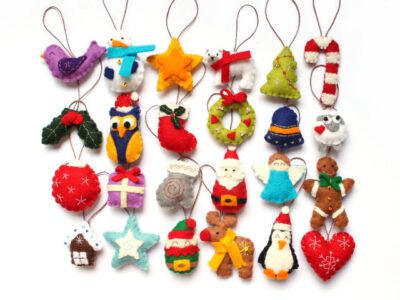 pack de 24 mini adornos navideños de fieltro para calendario de adviento