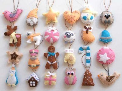 pack de 24 mini adornos navideños de fieltro para calendario de adviento