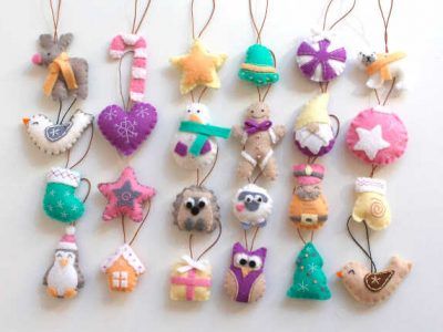 pack de 24 mini adornos navideños de fieltro para calendario de adviento