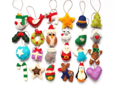 pack de 24 mini adornos navideños de fieltro para calendario de adviento