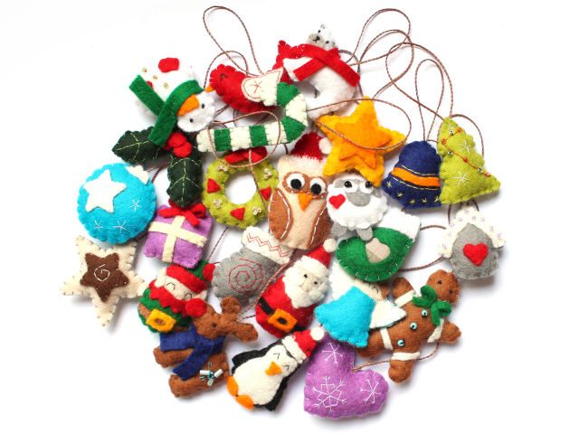 pack de 24 mini adornos navideños de fieltro para calendario de adviento