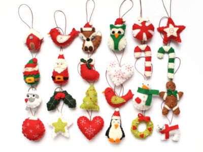 pack de 24 mini adornos navideños de fieltro para calendario de adviento