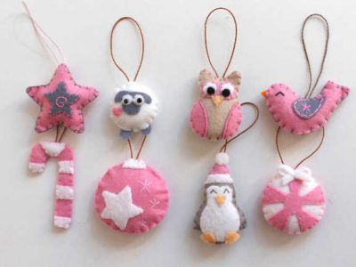 pack de 8 adornos infantiles de fieltro divertidos rosas