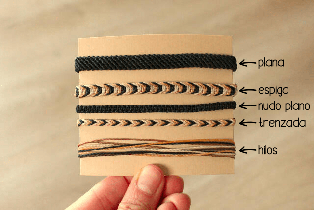 Pack de pulseras de hilo a juego en colores ocre marrón negro