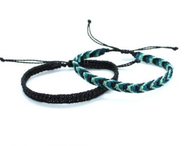 Pack de pulsera de hilo encerado negro y azul