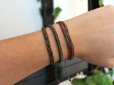 Pack pulseras de hilo étnicas en tonos verdes