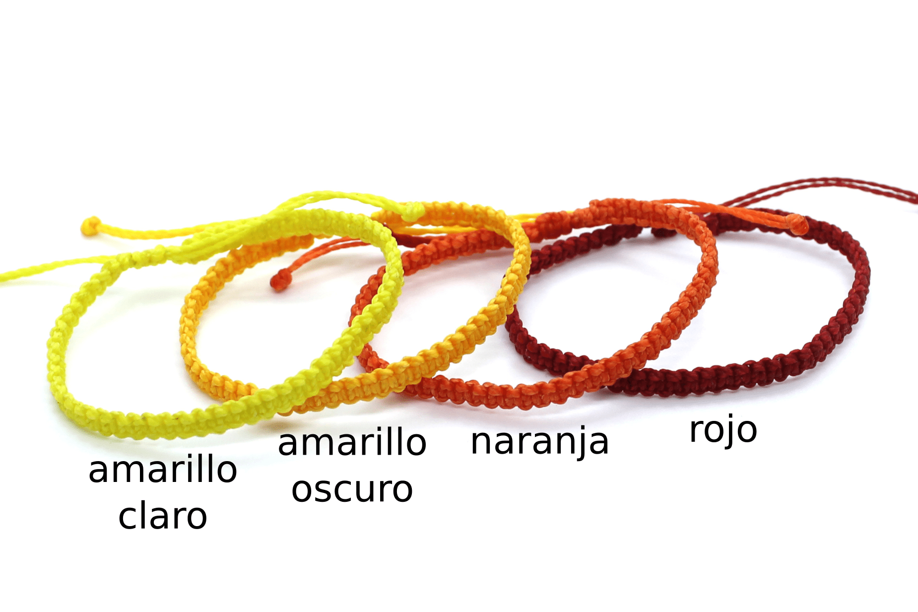Pulseras de hilo encerado en colores cálidos