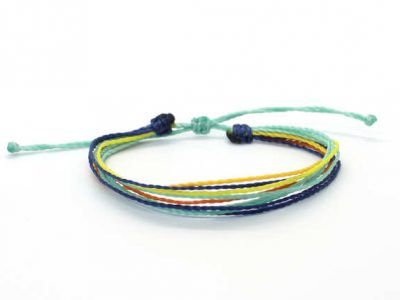 Pulsera multihilo azul y amarilla