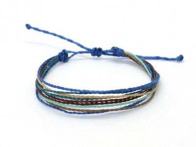 pulsera multihilo mediterránea de hilo encerado azul