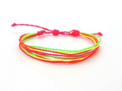 pulsera multihilo cordón encerado neón