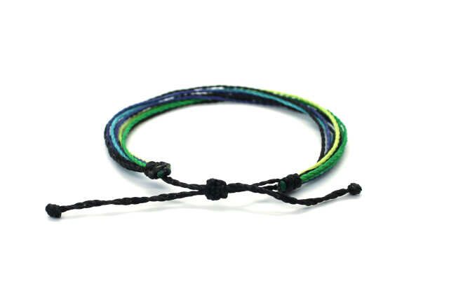 pulsera multihilo para hombre en tonos azul y verde