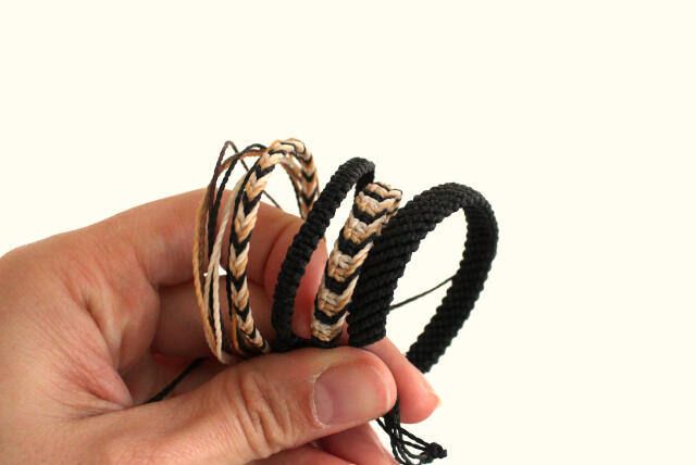 Combinación de pulseras de hilo encerado para hombre