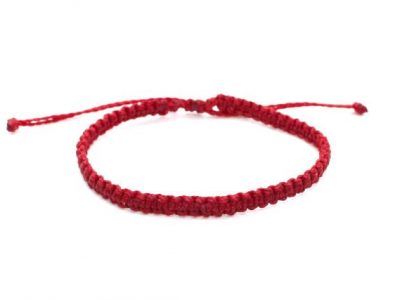 pulsera roja suerte de hilo encerado