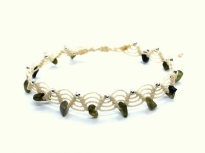 Tobillera macramé piedras semipreciosas labradorita